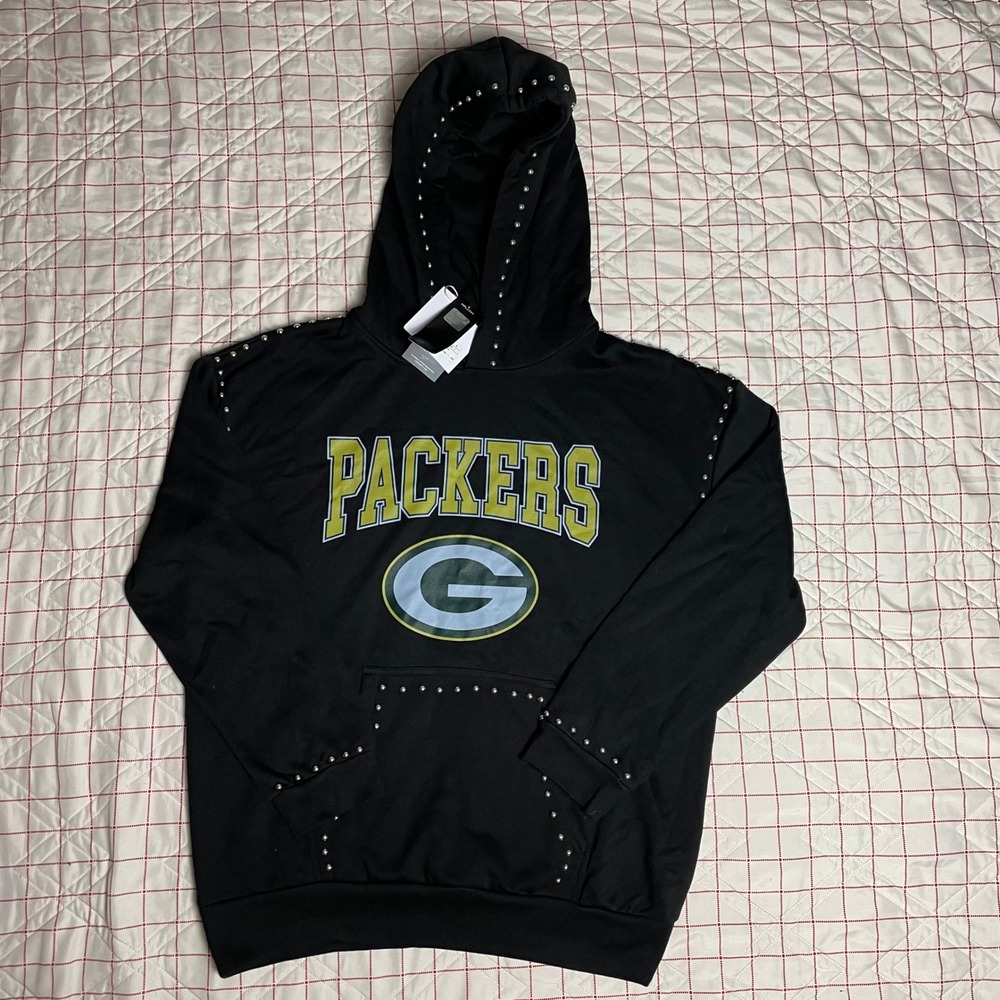 Gameday Couture Womens XL Black Green Bay Packers Studded‎ Hoodie NFL Fanatics